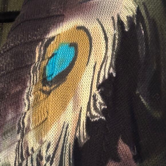 Adore Open Front Waterfall Cardigan L Peacock Feathers Artsy Dynamic Drapey - Picture 4 of 12